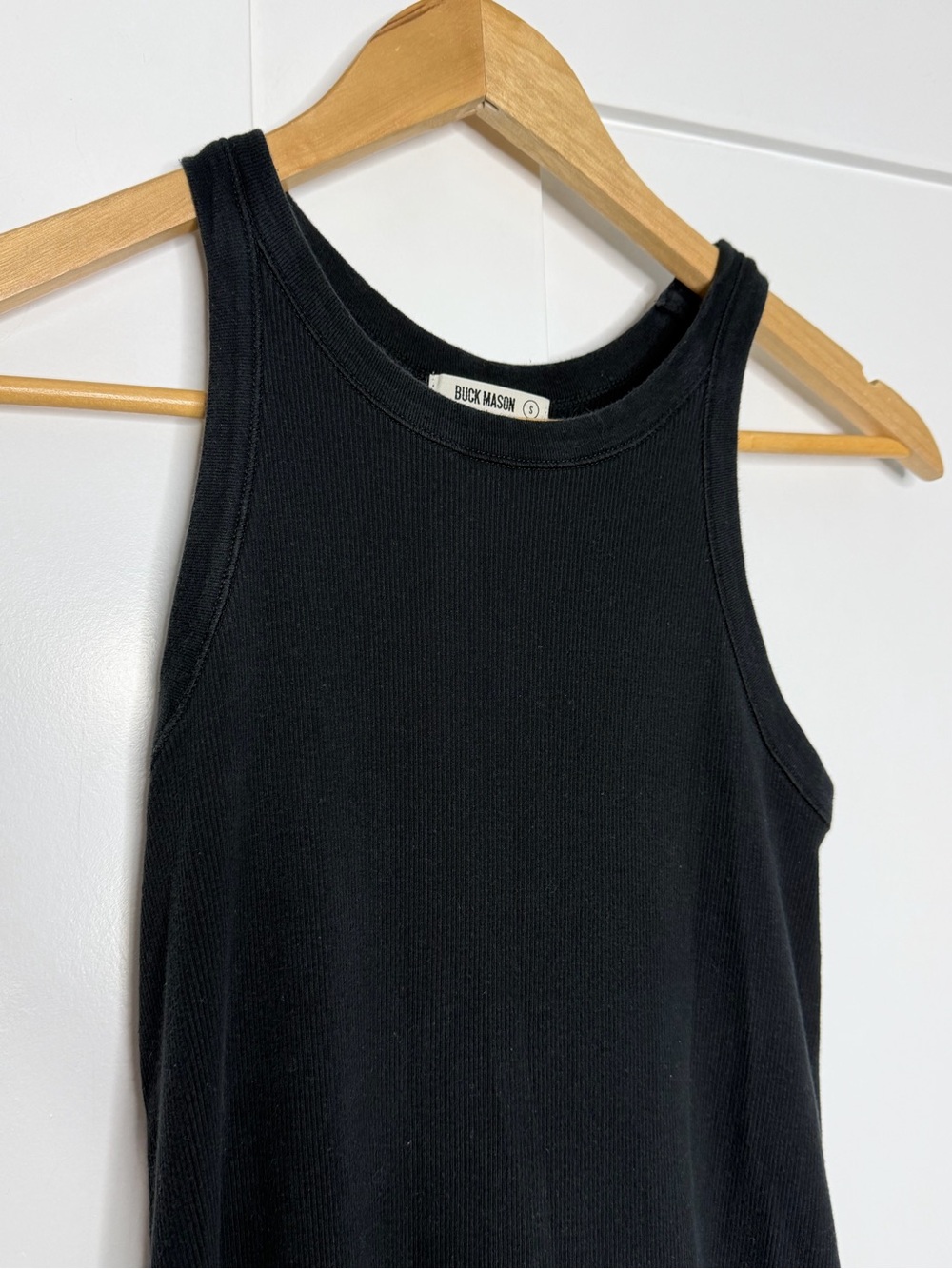 Buck Mason Surplus Ribbed Tank Maxi Dress small black organic cotton minimalist - Picture 7 of 14